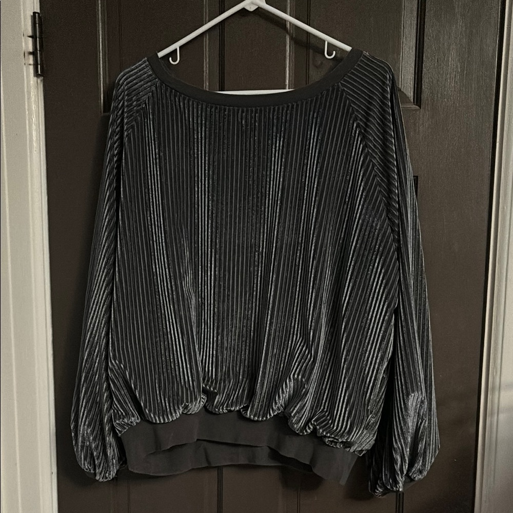 Chic Dark Grey Velvet Women's Sweatshirt